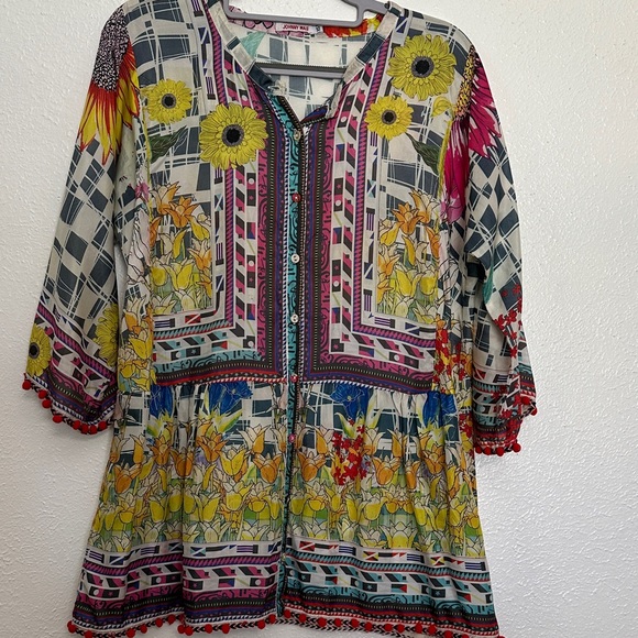 Johnny Was Tops - Johnny Was !00% Silk Dress/Tunic Floral Printed Top